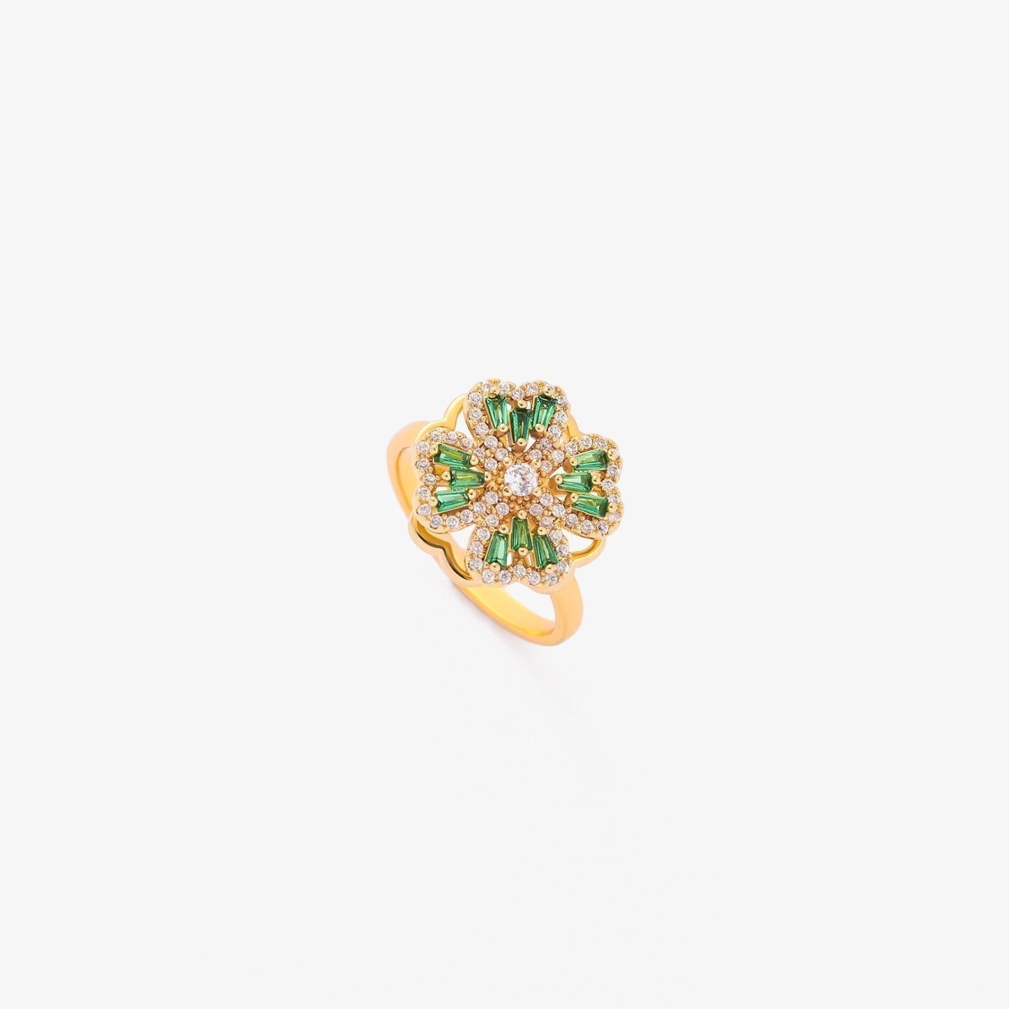 Gouden Smaragden Bloemen Ring