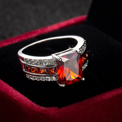 Zilveren Robijnen Split-Shank Ring