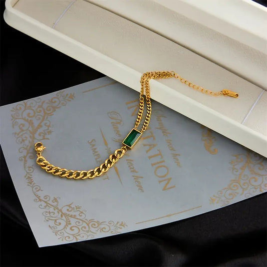 Gouden Smaragden Bar Schakelarmband