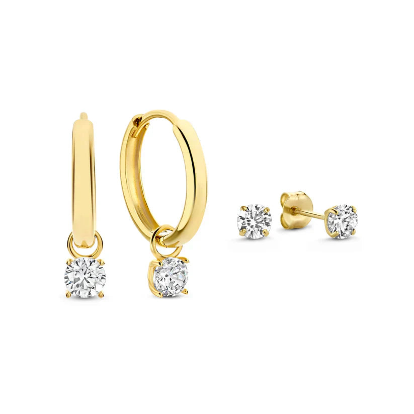 Larmes de Lune Steen Oorbellen Set | Goud