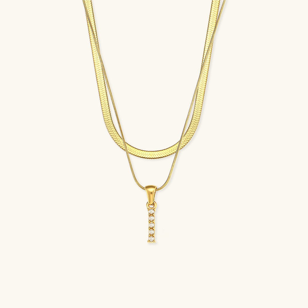 Fiona Gelaagde Gouden Initiaal Letter Ketting