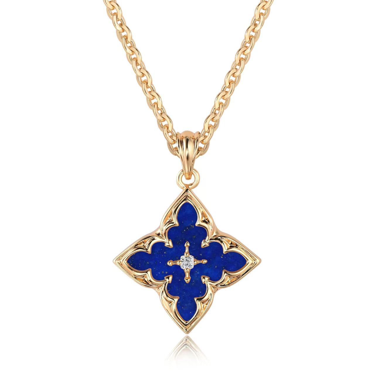 Bruine Clover Hanger Ketting | Goud