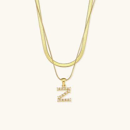 Fiona Gelaagde Gouden Initiaal Letter Ketting