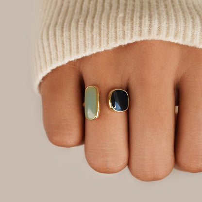 Gouden Dual Steen Open Ring