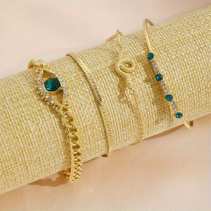 Gouden Smaragden Bedelarmband Set